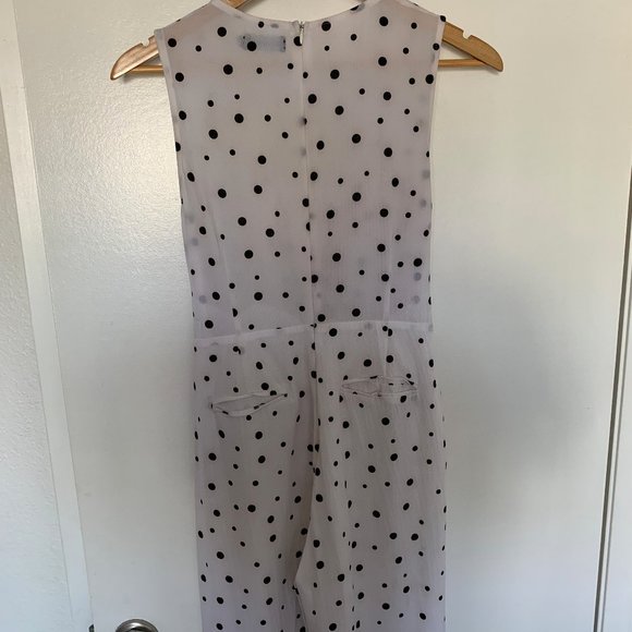 PrettyLittleThing White & Black Polka Dot Jumpsuit - Picture 7 of 10